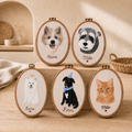 Five custom needle felted pet portraits displayed together