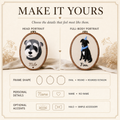 Personalization choices for portrait style, frame shape, name and accent