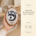Hand-held custom wool felt pet portrait showing real scale